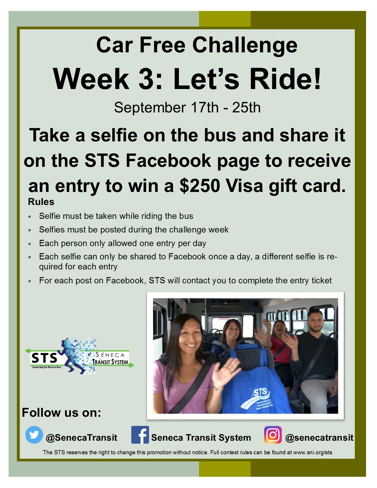 Seneca Transit Promo - Let's Ride! September 17th - 25th.